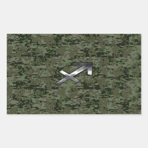 Silver Sagittarius Zodiac Woodland Digital Camo Sticker