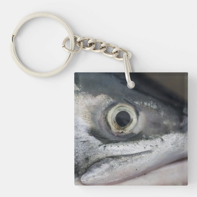 Silver Salmon Face Keychain (Front)
