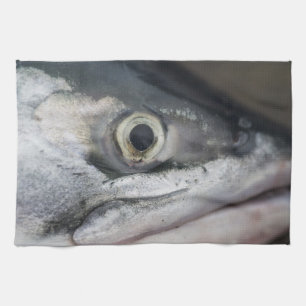 Silver Salmon Face Kitchen Towel