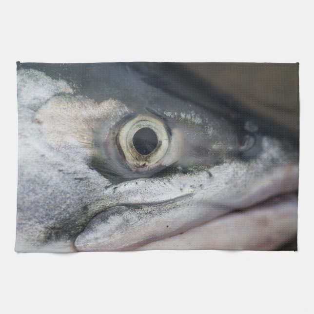 Silver Salmon Face Kitchen Towel (Horizontal)