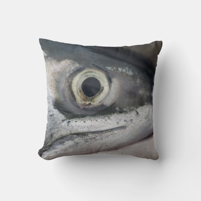 Silver Salmon Face Throw Pillow (Front)