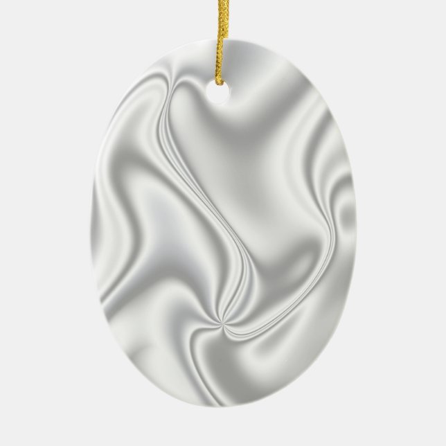 Silver Satin Ceramic Ornament (Front)