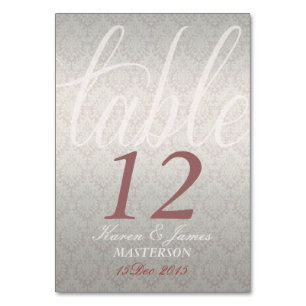 Silver Satin Rose Damask Stylish Decor Table Card