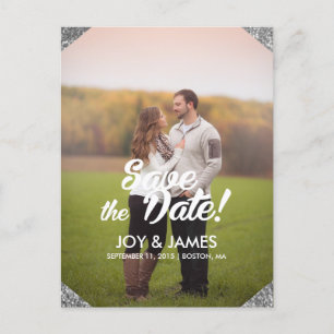 Silver Save the Date Personalized Announcement Postcard