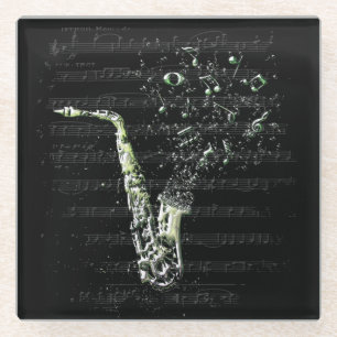 Silver Saxophone Glass Bench Coaster