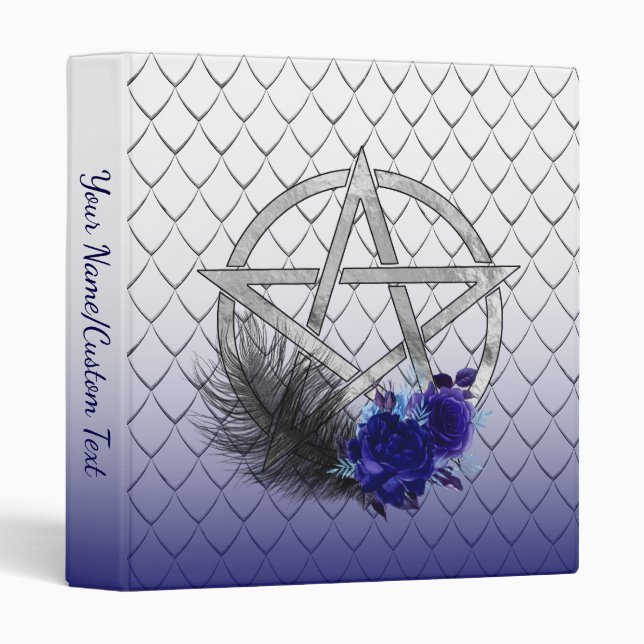 Silver Scales Feather & Floral Pentacle Custom Binder (Front/Spine)