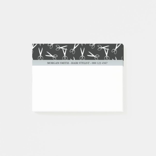 Silver Scissors | Hair Stylist | Custom Name Post-it Notes (Front)