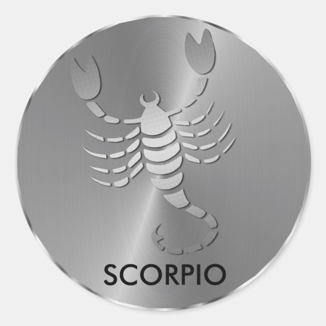 Silver Scorpio the Scorpion - Zodiac Sign Classic Round Sticker (Front)
