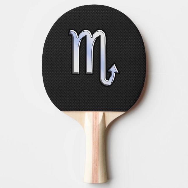 Silver Scorpio Zodiac Sign black snake skin Ping Pong Paddle (Front)