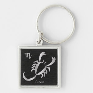 Silver Scorpio Zodiac Sign Keychain