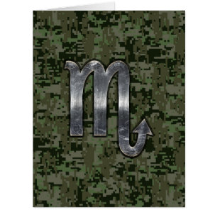 Silver Scorpio Zodiac Sign Woodland Digital Camo