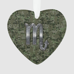 Silver Scorpio Zodiac Sign Woodland Digital Camo