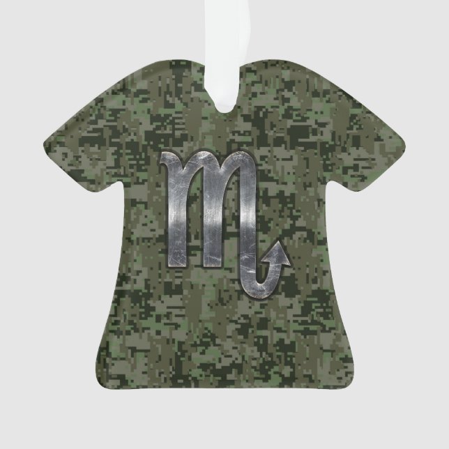 Silver Scorpio Zodiac Sign Woodland Digital Camo (devant)