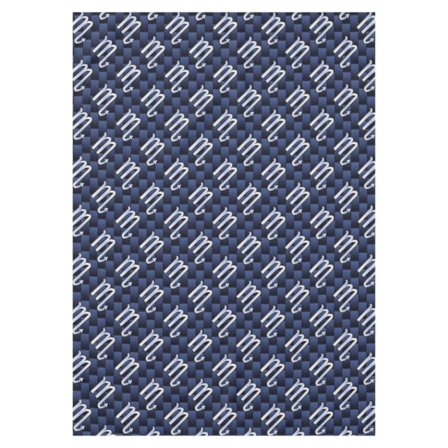 Silver Scorpio Zodiac Symbol Navy Carbon Fibre Tablecloth (Front)