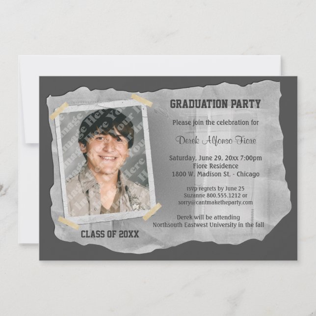 Silver Scrapbook Photo Graduation Party Invite (Front)