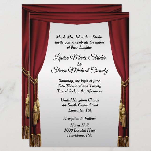 Silver Screen Movie Theme Wedding Invitation (Front/Back)