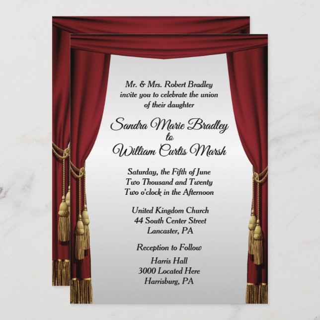 Silver Screen Movie Theme Wedding Invitation (Front/Back)