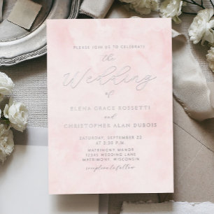 Silver Script Blush Watercolor Wash Wedding