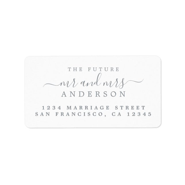 Silver Script Future Mr Mrs Return Address Label (Front)