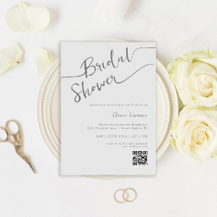 Silver Script QR Bridal Shower Invite