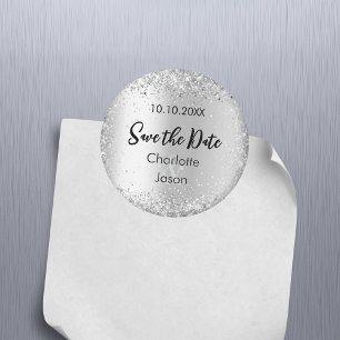 Silver script wedding Save the Date Magnet
