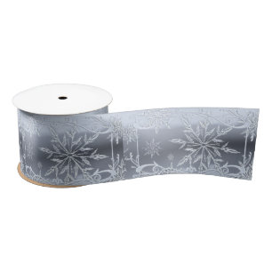 Silver scroll snowflake ribbon satin ribbon