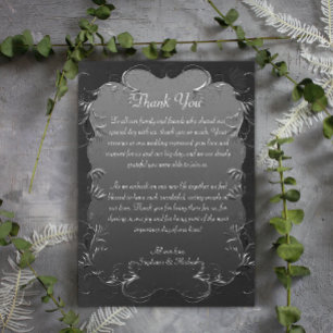 Silver Scrolls Vintage Grey Wedding Thank You Card