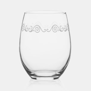 Silver Scrollwork Stemless Wine Glass