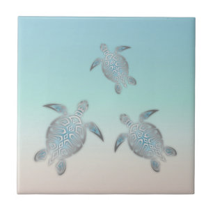 Silver Sea Turtle Beach Tile