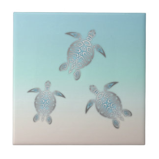 Silver Sea Turtle Beach Tile