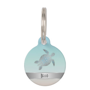 Silver Sea Turtle Personalize Pet Tag
