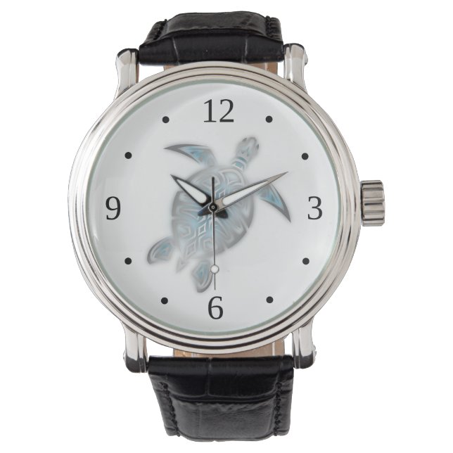 Silver Sea Turtle White Watch (Front)