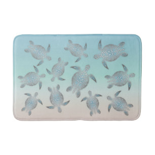 Silver Sea Turtles Beach Bath Mat