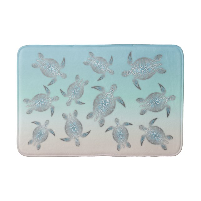 Silver Sea Turtles Beach Bath Mat (Front)