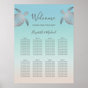 Silver Sea Turtles Beach Wedding  Poster