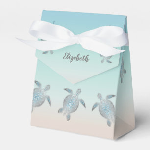 Silver Sea Turtles Custom Birthday Favour Box