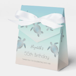 Silver Sea Turtles Custom Birthday Thank You Favor Box