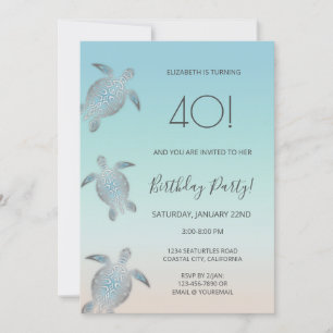 Silver Sea Turtles Invitation
