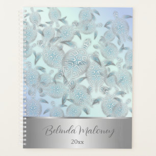 Silver Sea Turtles Pattern Add Name And Year Planner