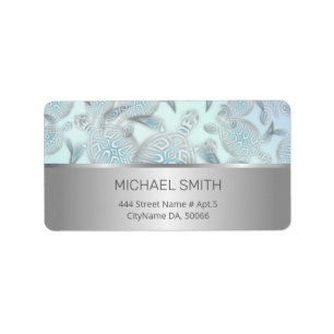 Silver Sea Turtles Pattern Label