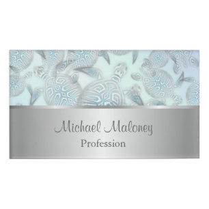 Silver Sea Turtles Pattern Name Tag