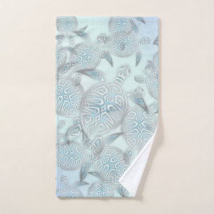 Silver Sea Turtles Purple Pattern Hand Towel