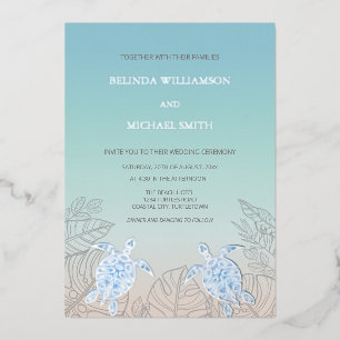 Silver Sea Turtles Turquoise   Beach Wedding