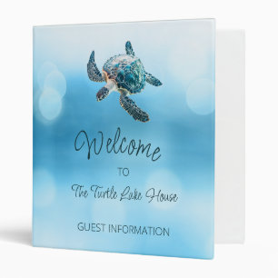 Silver Sea Turtles Turquoise Coastal Custom 3 Ring Binder