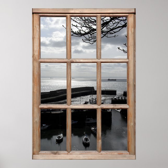 Silver Sea View from a Window Poster (Front)