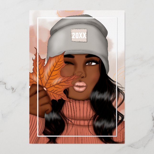 Silver Seasonal Autumn - Fall Foil Holiday (Front)