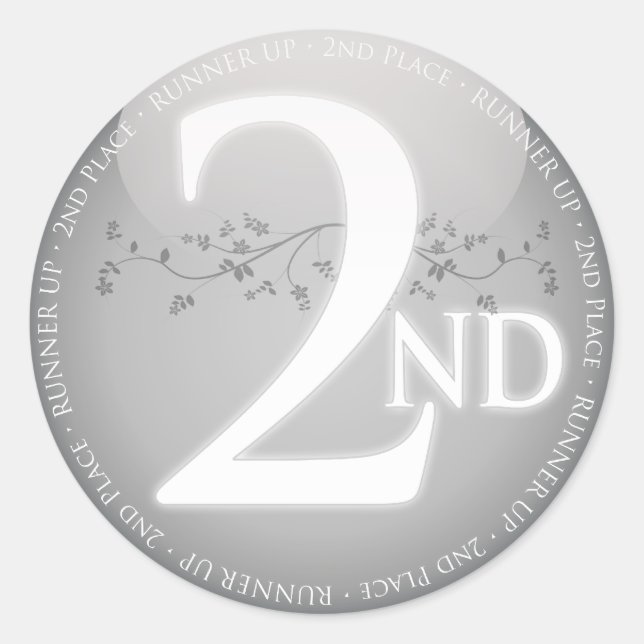 Silver Second Place (2nd) Award Classic Round Sticker (Front)