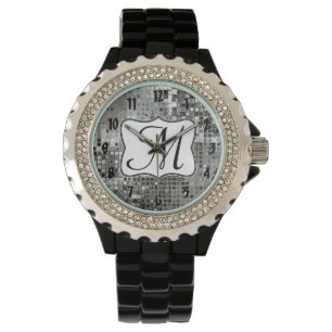 Silver Sequin Dazzle Glitz Glam Disco Ball Watch
