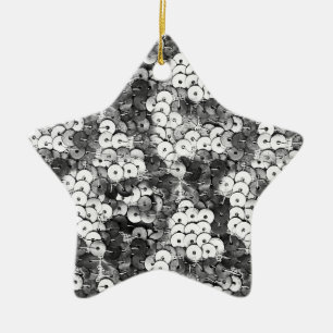 Silver Sequins Ceramic Ornament