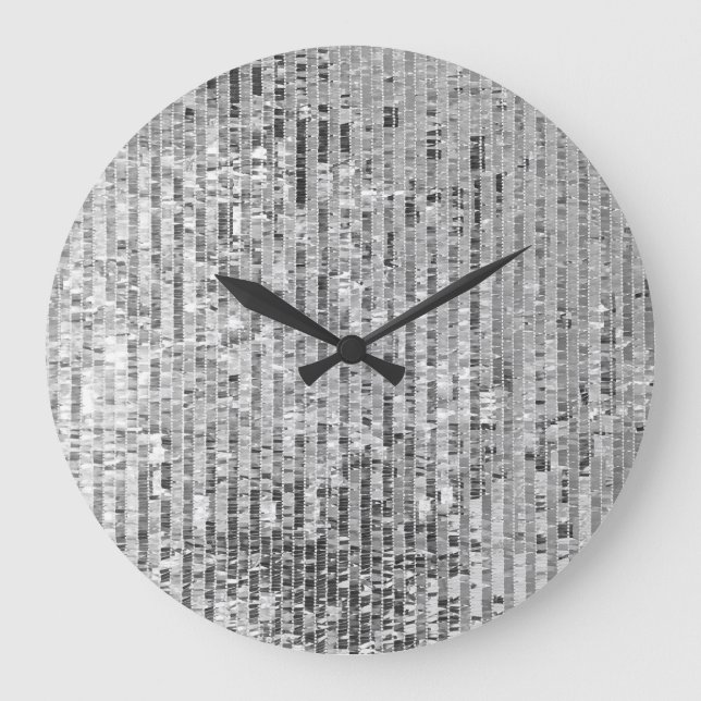 Silver sequins, glamourous seamless background. large clock (Front)